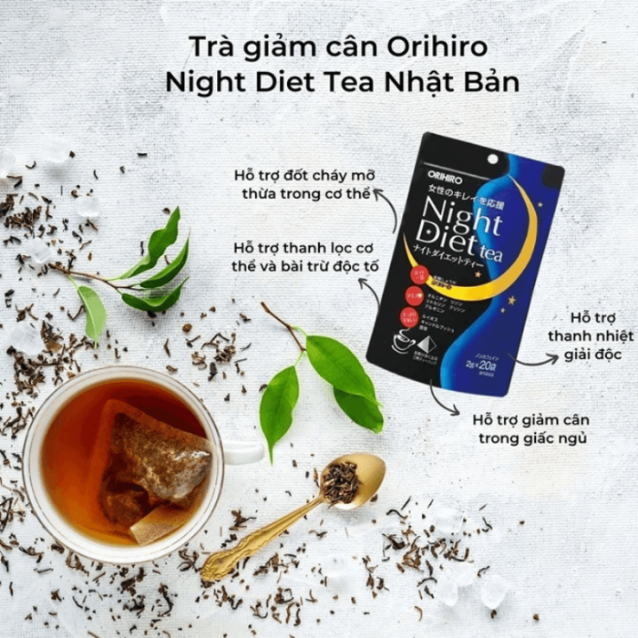 Trà Giảm Cân Night Diet Tea Orihiro 20 Gói - Ảnh 2